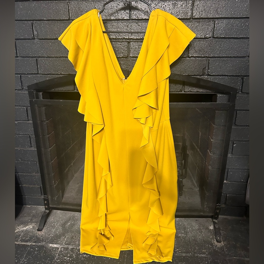 Ruffle front bodycon dress